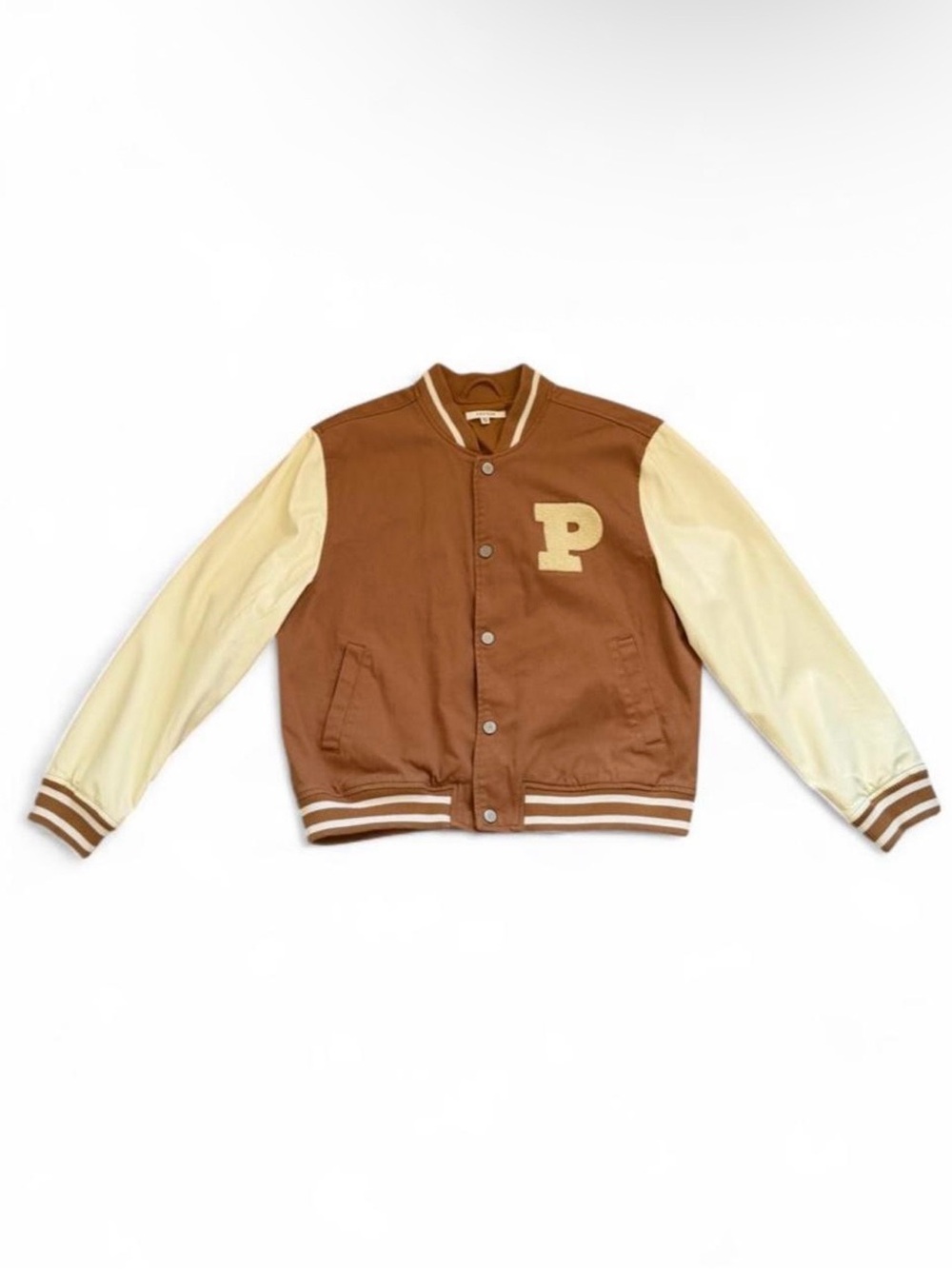 PacSun Tan Bomber Jacket with White Stripe Trim